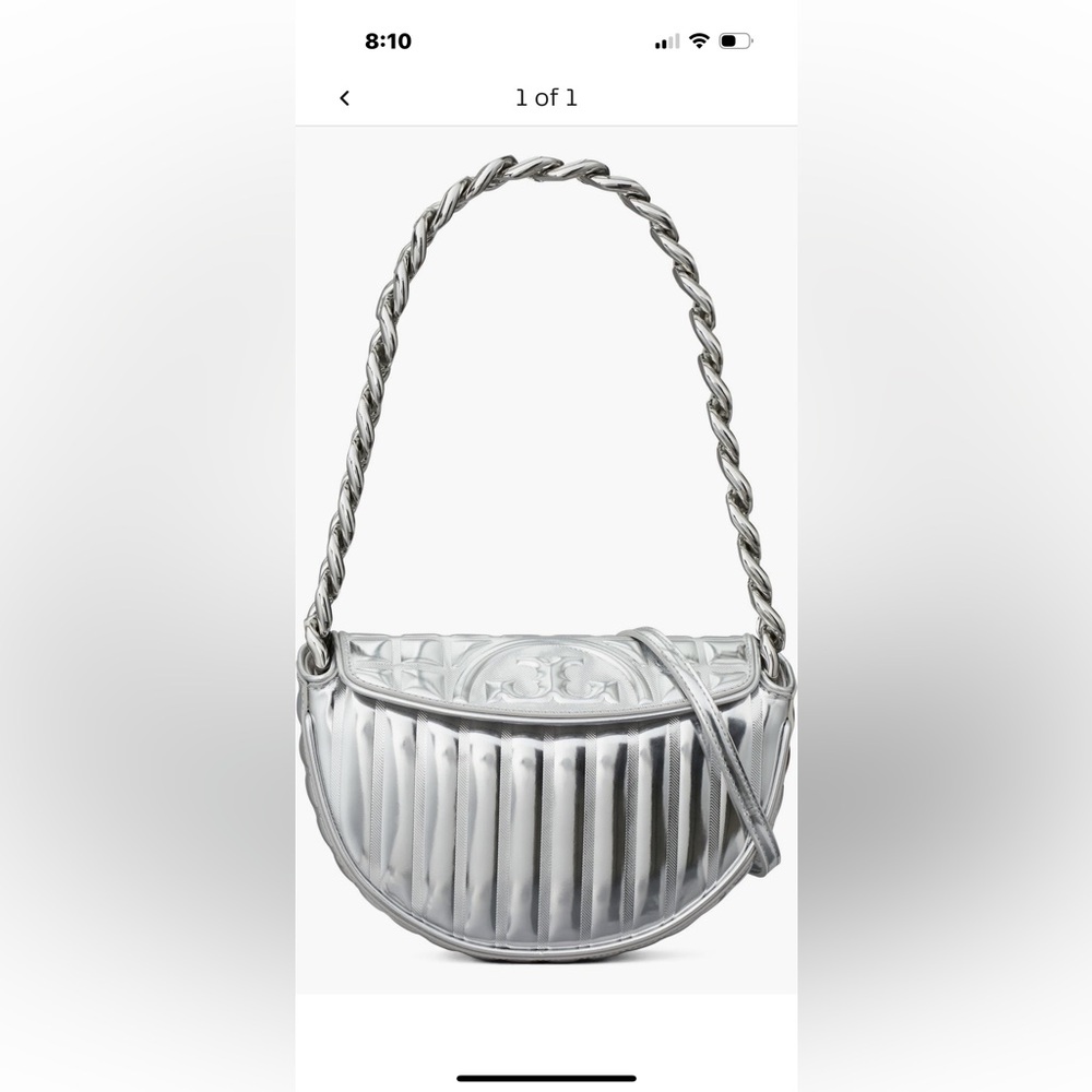 Tory Burch mini Fleming soft metallic crescent bag